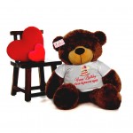 Big 5 Feet Personalized Teddy Bear wearing Customizable Happy Birthday Tshirt - Available in 7 Colors